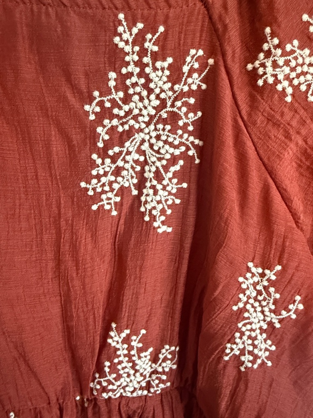 Roolee Rust Red Embroidered Tiered Maxi Dress - Picture 3 of 3